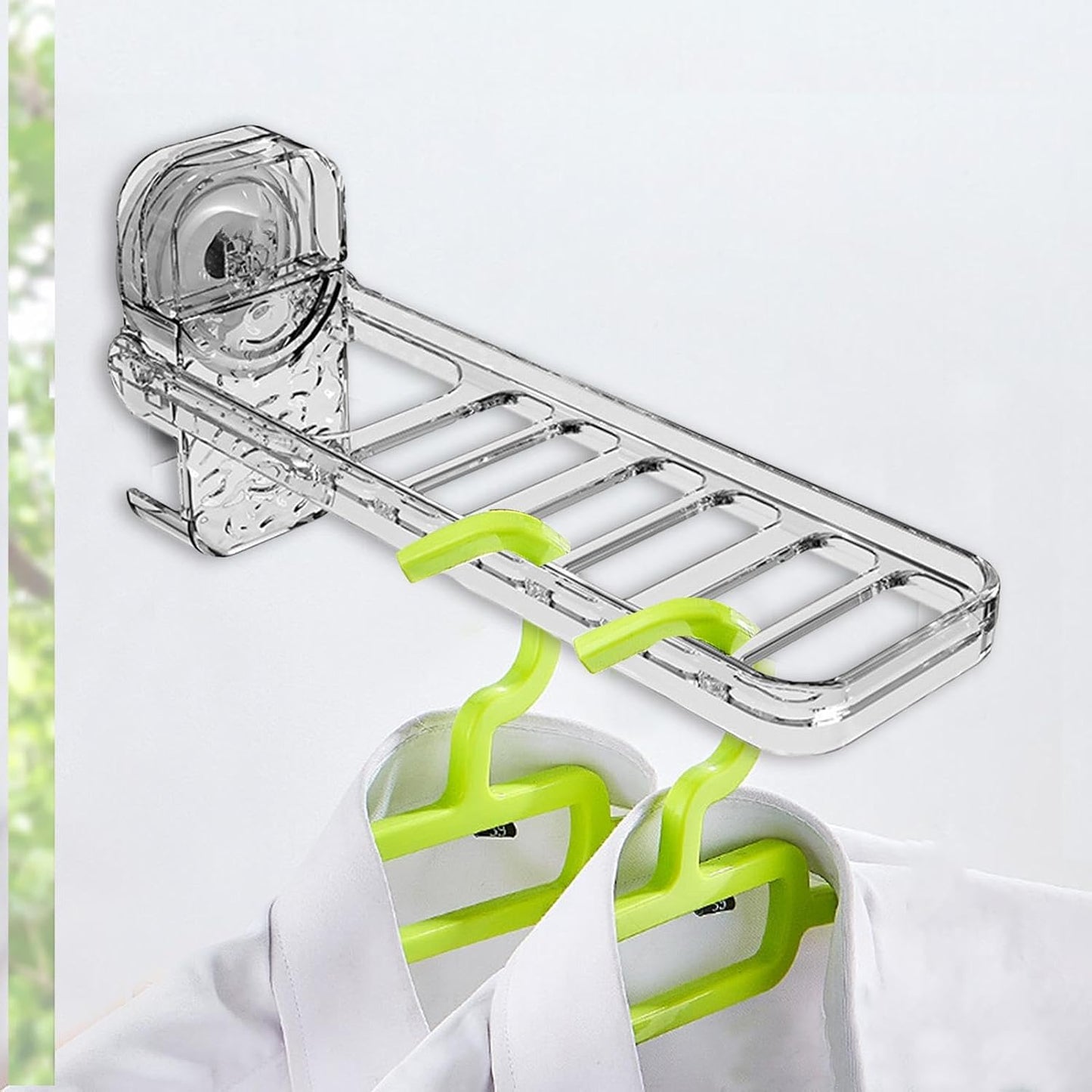 Laundry Drying Rack Wall Mount Clip On Clothes Dryer Bar, 6 Holes, | Clothes Drying Rack for Outdoor Camping, Hotel, Student Apartments, Travel, Hotel Stays, Business Trips, Household
