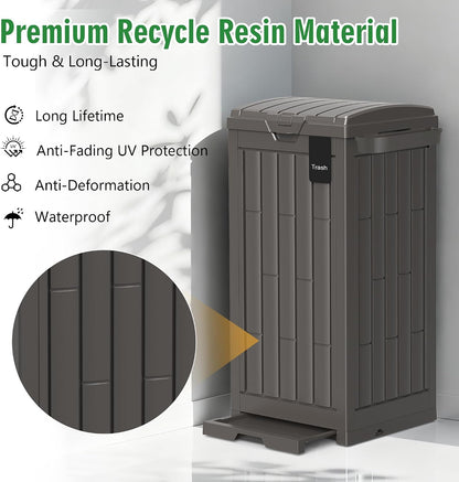 Outdoor Storage Box, 60 Gallon Waterproof Deck Box, Lockable Storage Container, Built-in Reinforcing Metal Rod Outside Resin Bin for Patio, Garden, Poolside and Garage