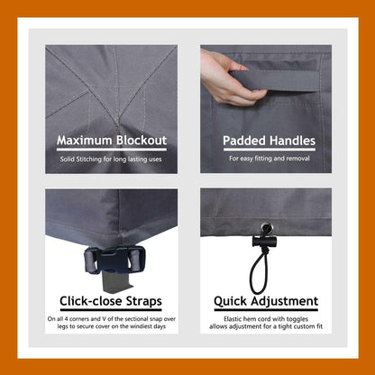 Patio Deck Box Cover, 63x30 Inch Fire Pit Covers with Straps and Handles, Waterproof Heavy Duty Outdoor Furniture Winter Cover for Keter, Suncast, Lifetime Container
