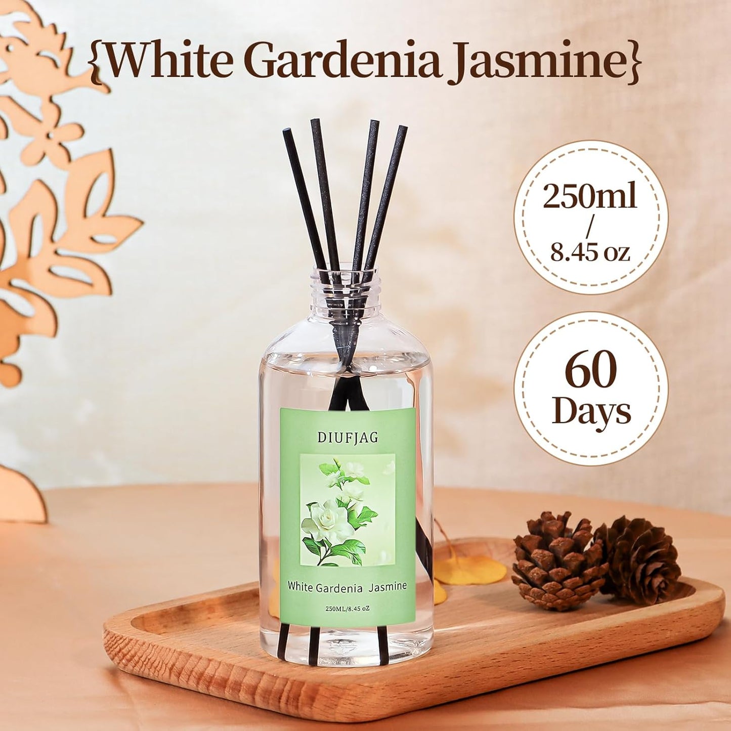 3 Pack Fragrance Reed Diffuser, 50ML Lavender Jasmine Lemongrass Aromatherapy Diffuser Set with 12 Black Fiber Sticks,Air Freshener for Bedroom Bathroom Office, 8.2X 6.6X 2.1 inch