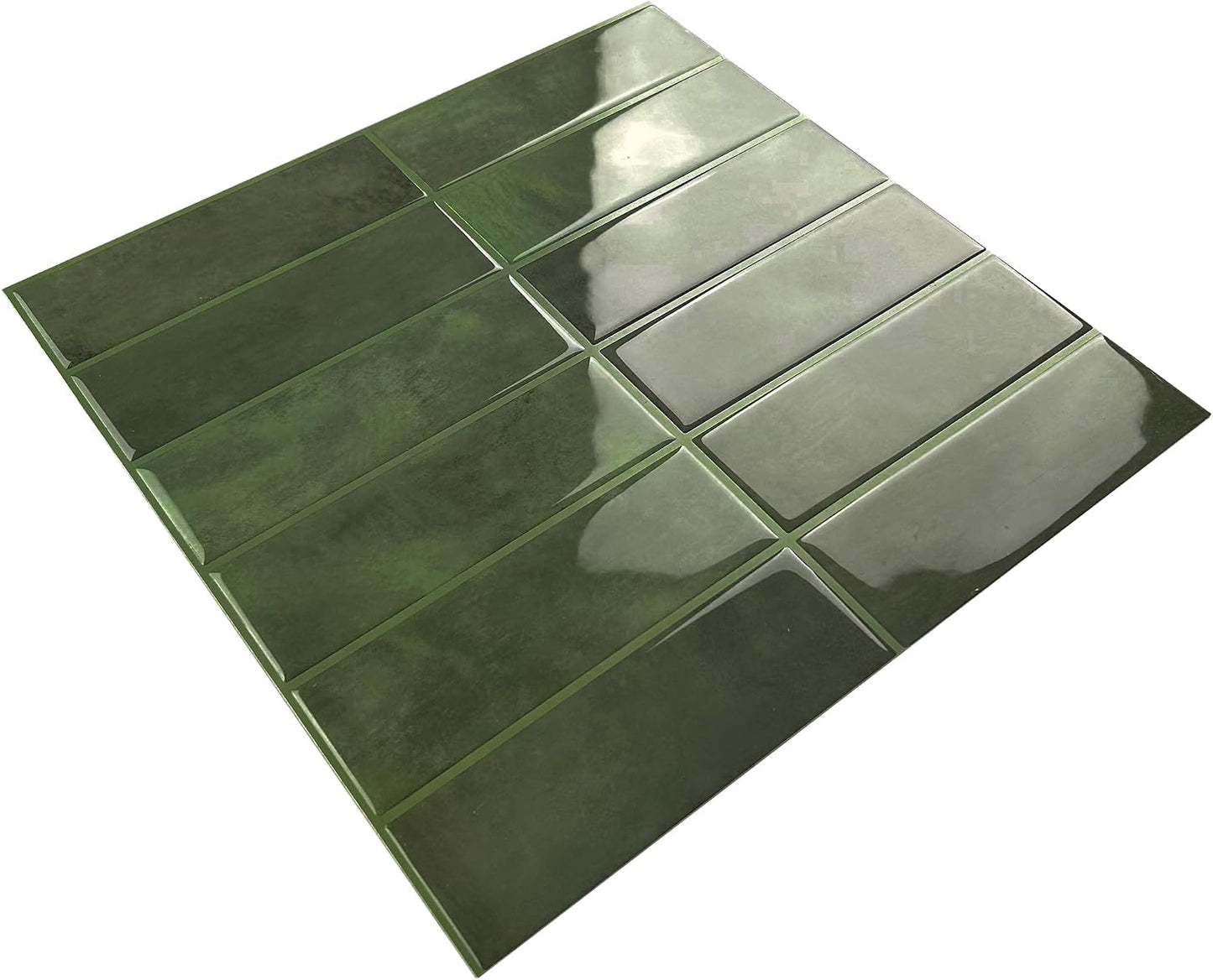 Peel and Stick Subway Backsplash Tiles, 5 Pack, 12 x 12 in, Almond | extra thick 3D wall panels, heat and water resistant wall panels, easy DIY kitchen, bathroom, laundry, fireplace wall décor