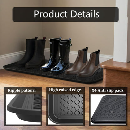 All-Weather Indoor Outdoor Boot Tray, 30"x15"x1.2" Large Boot Trays for Entryway, Plastic Shoe Tray for Shoes Boots Plants Pots Paint Tins Pet Bowls Car Storage, Waterproof Shoe Mat