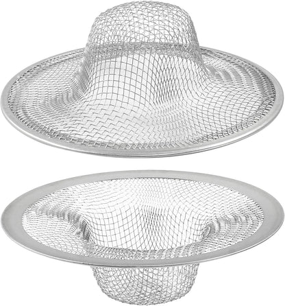Piutouyar 2 Pack Stainless Steel Kitchen Sink Strainer, 3.5 Inch Diameter Mesh Basket Large Round Filter Kitchen Drain Strainer Food Catcher for Bathroom Bathtub Wash Basin Garbage