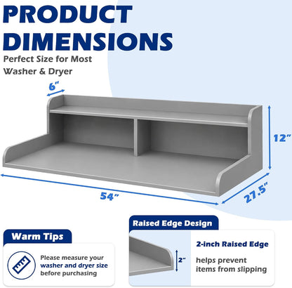 Royxen Laundry Countertop with Storage Universal Fit, Washer and Dryer Countertop with Shelf, Laundry Room Storage, 2-Tier Shelf (Walnut)