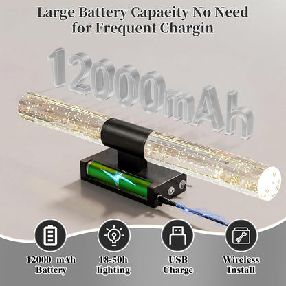 camuucci Battery Operated Wall Sconces Set of 2 Rechargeable Battery Powered Wall Light with 12000mAh Not Hardwired Dimmable Wall Lamp Fixtures for Bedroom Living Room Gold 15.3 Inches