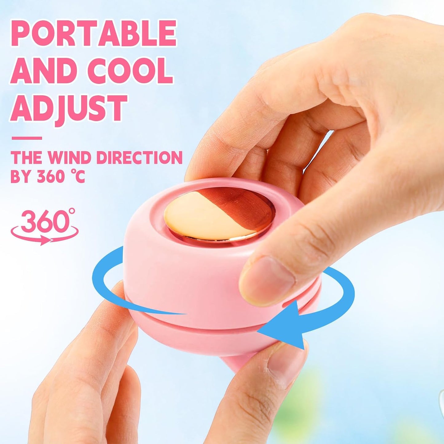4 Pack 360° Portable Silent Mini Bladeless Electric Fan, Small Fan Clip on for Shirt & Waist, 3 Speeds Rechargeable Whirlwind Cooling Fans for Outdoor Travel Office(Pink)