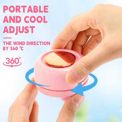 4 Pack 360° Portable Silent Mini Bladeless Electric Fan, Small Fan Clip on for Shirt & Waist, 3 Speeds Rechargeable Whirlwind Cooling Fans for Outdoor Travel Office(Pink)
