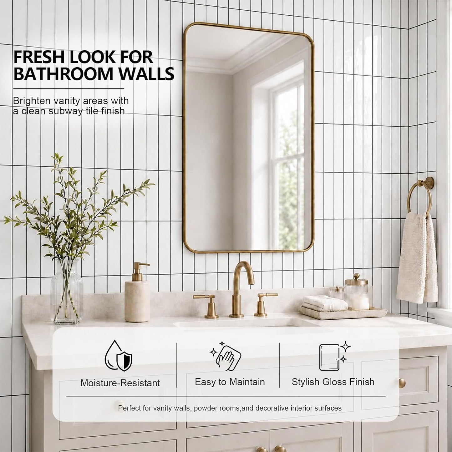 Peel and Stick Backsplash Tiles – Easy DIY Self-Adhesive Subway Wall Tiles, 10 Pack for Kitchen & Bathroom, 11.42'' x 9'' (White Grey)