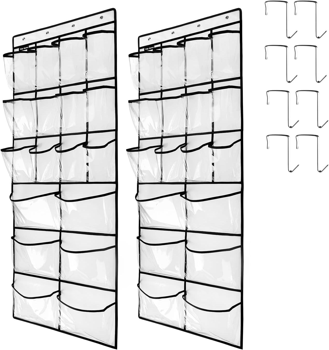 Extra Large Hanging Crystal Clear Over Door Shoe Organizers, Closet Shoe Organizer Shoe Rack Organizer Shoe Storage, 12+6Pockets, 4Hooks, white (59"x 21.6")