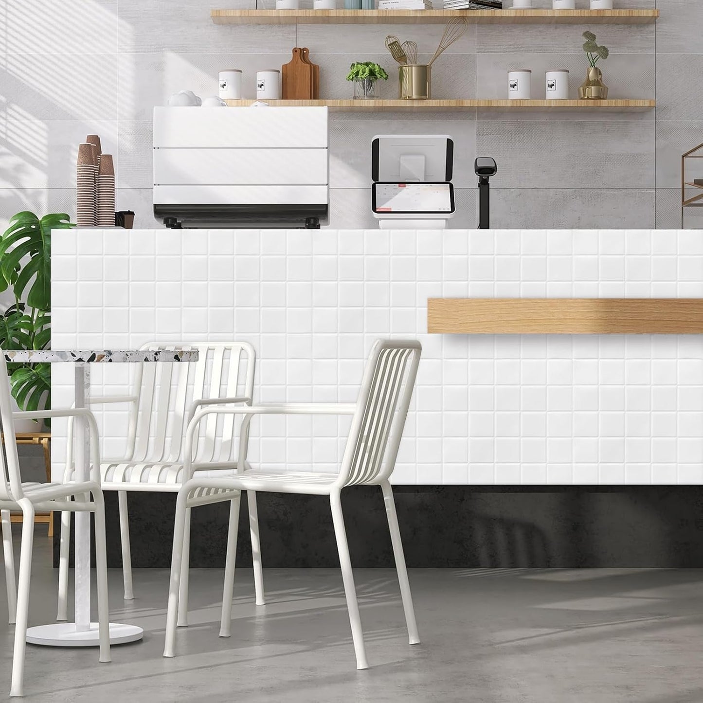 DEWOO Colorful Peel and Stick Backsplash Tiles Kitchen Bathroom Square Self Adhesive Wall Tile Checkered Stickers,Multicolor (10-Sheet, 12"×12")