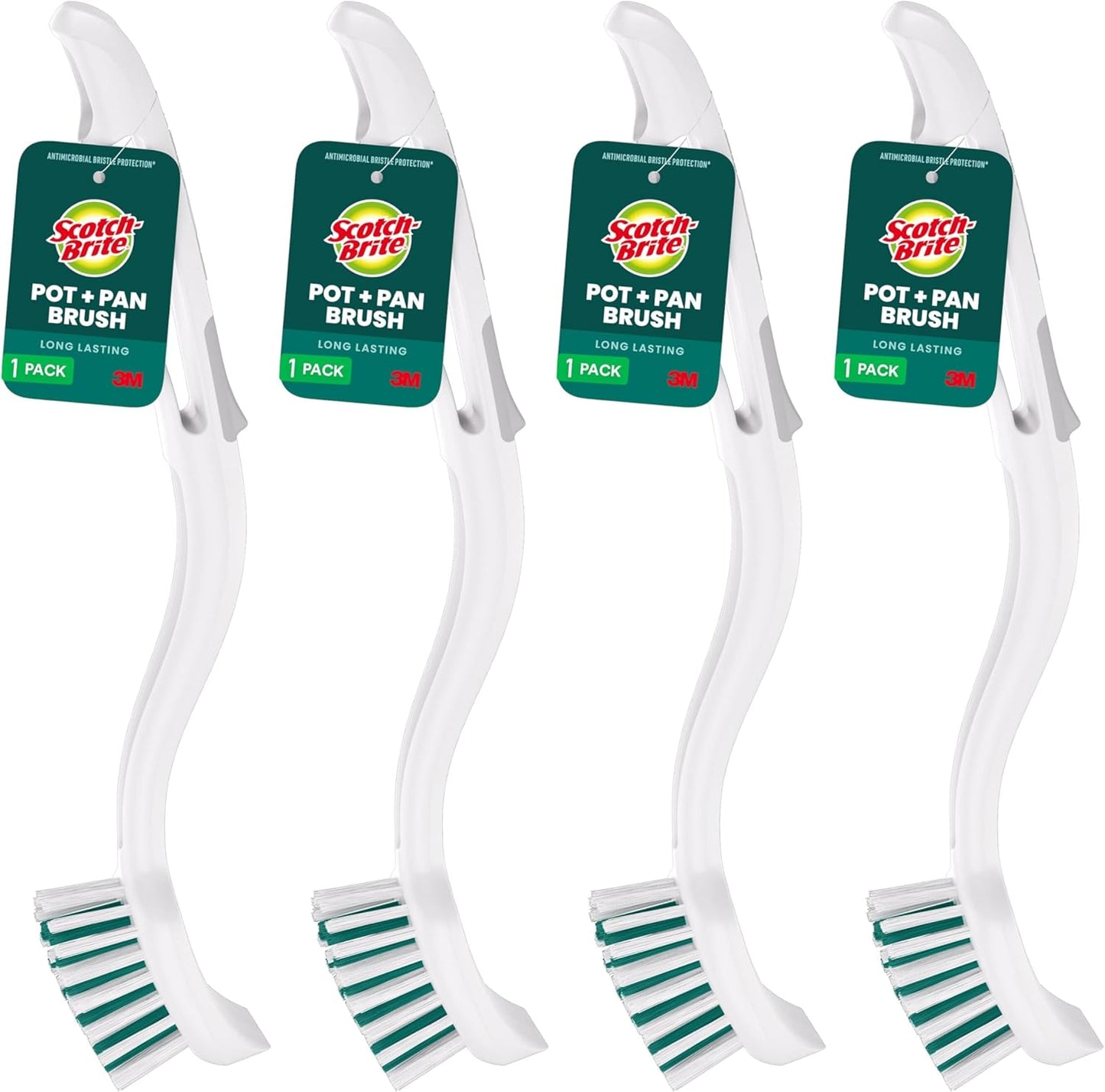 Scotch-Brite Small Utility Brush, Long Lasting Dish Brush with Handle for Scrubbing Cookware, Hands, Tile, Grout, Cutting Boards, and Utensils without Scratching, Antimicrobial, and Rinses Clean