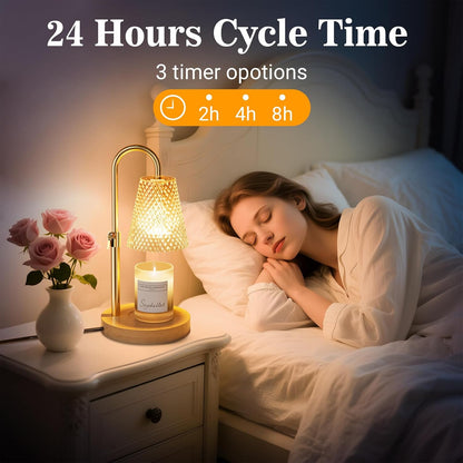 hyrion Candle Warmer Lamp with Timer Dimmable, Birthday Gifts for Women Mom, Adjustable Height Candle Warmer for Jar Candles, Flower Flameless Candle Lamps with 2 Bulbs, Housewarming, Home Decor