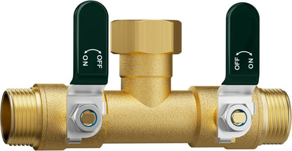 EBH Garden Hose Splitter 2 Way, Heavy Duty Solid Brass Hose Splitter with Shutoff Valves, Water Spigot Splitter With 304 Stainless Steel Handle, Full Flow Outdoor Faucet Splitter, 3/4" GHT Thread