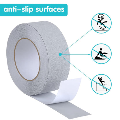Qingluan Anti Slip Tape, Grip Tape for Stairs Indoor Waterproof, Rubber Grip Tape for Tubs, Stairs, Boats (Grey, 2 Inch x 33 Feet)