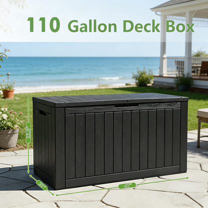 Outdoor Storage Deck Boxes Waterproof, Waterproof and UV Resistant Outdoor Storage Box Lockable Lid for Delivery Box, Indoor, Garden Tools, Pool Supplies, Patio (Black, 31 Gallon)