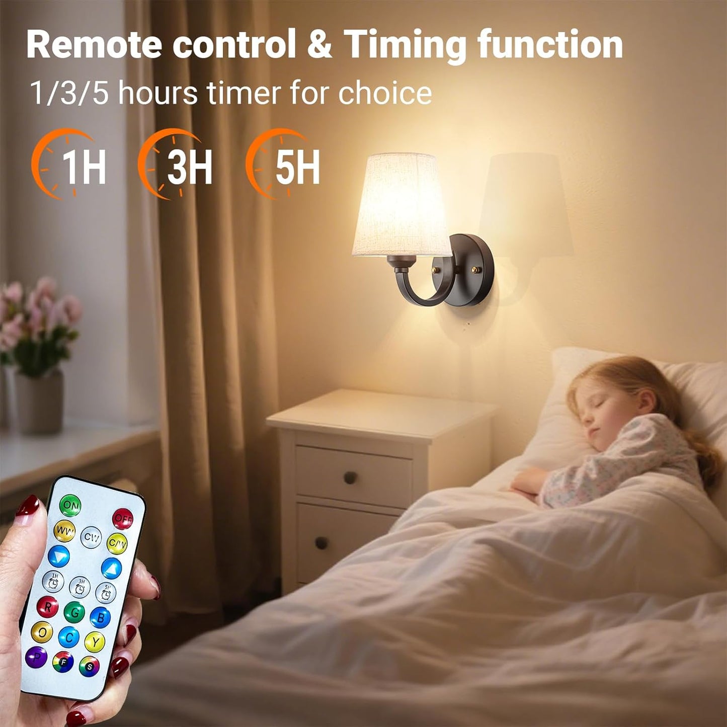 Wall Sconce Battery Operated Wall Light Fixure with Remote Control, Dimmable Battery Operated Wall Sconces Set Of Two, Indoor Wireless Wall Mounted Lamp with Rechargable Bulb For Bedroom Living Room (