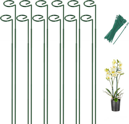 12 Pack 16 In Metal Plant Stakes, Plant Support Stakes with 15 Twist Ties | Plant Supports, Flower Stakes for Indoor Outdoor Plants, Peony, Tomato Seedling, Marigold, Amaryllis, Sapling, Coreopsis