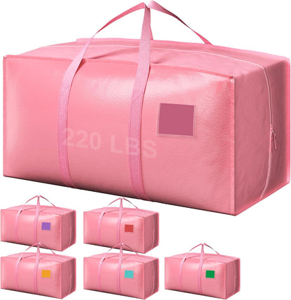 6 Pack Moving Bags Heavy Duty 210GSM with Full-Open Side Zipper, 93L 220lbs Waterproof Foldable Storage Totes for College Dorm Move-In, Moving Boxes Alternative & Home Organization, Blue