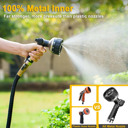 FANHAO Heavy Duty Garden Hose Nozzle, Metal Water Hose Sprayer with 10 Spray Patterns, Thumb Control, On Off Valve, High Pressure Water Nozzle for Plants Watering, Car and Pet Washing, Blue