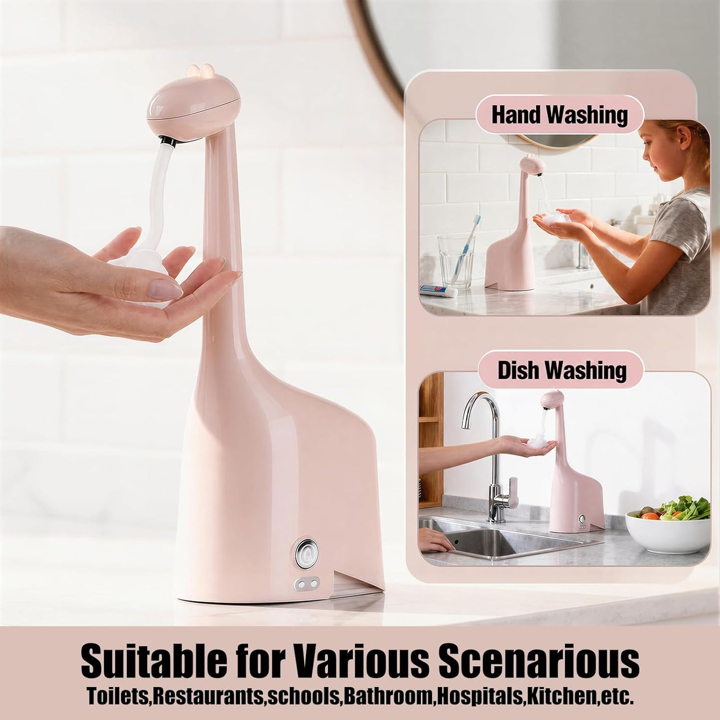 Automatic Foaming Soap Dispenser,10oz/300ml Touchless Smart Dispenser,Rechargeable Electric with 3-Level Adjustable Foam,IPX5 Waterproof for Bathroom Kitchen,White