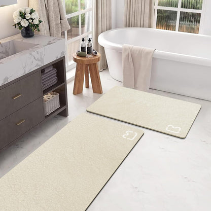 Diatomaceous Earth Bath Mat Rugs Super Absorbent Diatomite Stone Bath Mat Non Slip Quick Dry Thin Bathroom Mat Fit Under Door, Floor Rugs in Front of Bathtub, Shower Room, Sink,15.7"x23.6", Grey
