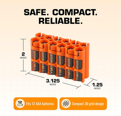 AAA Battery Storage Caddy by Storacell, Yellow, Holds 12 Batteries (Not included)