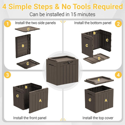 Greesum Outdoor Storage Box 31 Gallon Storage Box with Lid for Patio Furniture, Garden Tools, Pool Supplies, Waterproof and UV Resistant, Lockable, Dark Black