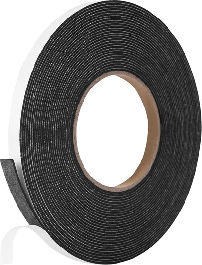Kikerike Self Adhesive Foam Tape Weatherstrip 1/2In x 1/4In x 42Ft High Density Foam Insulation Strips Seal Weather Stripping with Strong Adhesive for Door and Window Sound Isolation Soundproofing