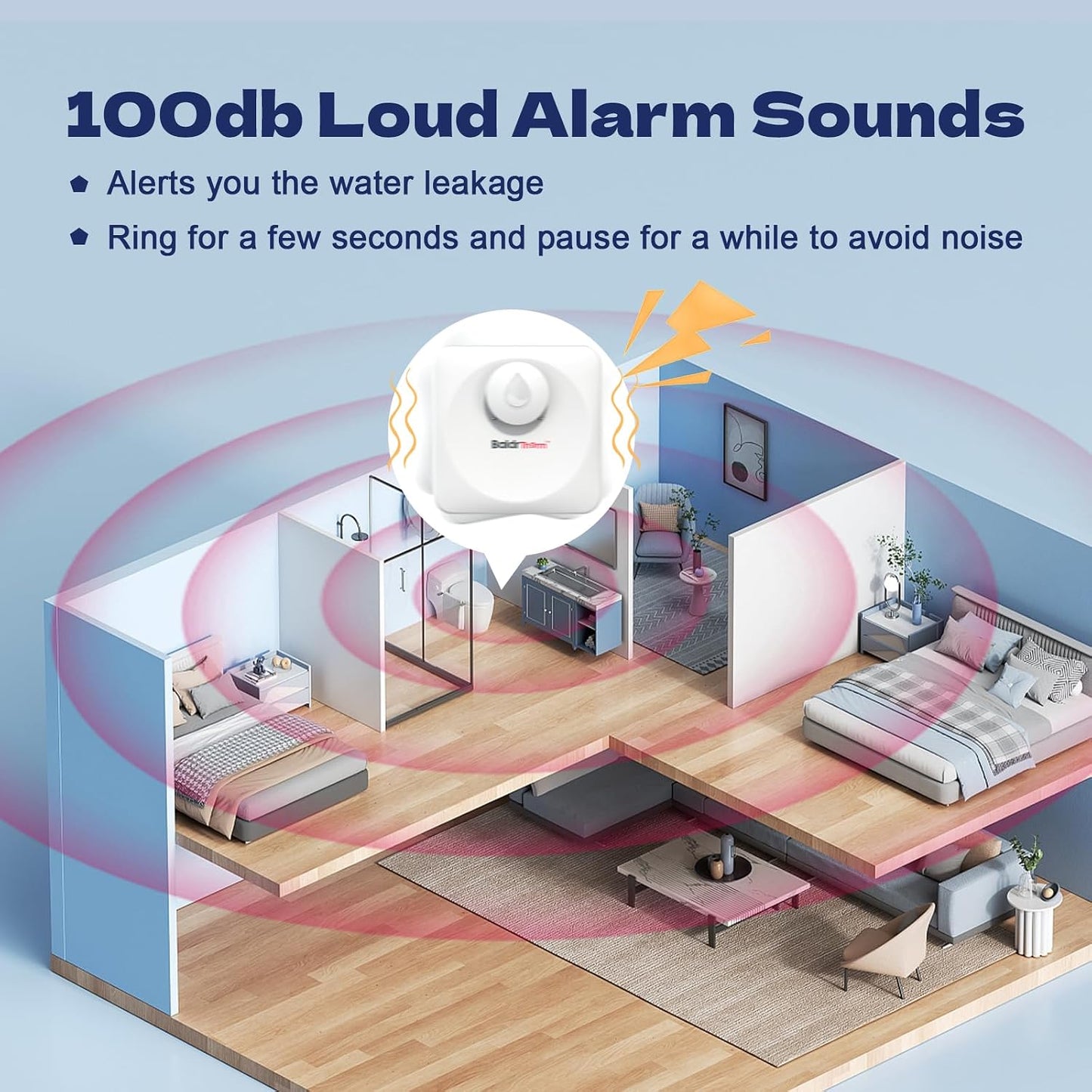 Baldr Smart Water Leak Detector Wireless Wi-Fi Water Sensor for Home with Real-time Email/APP Alerts, 100dB Local Alarm, Suitable for Kitchen, Basement, 3 Sensors