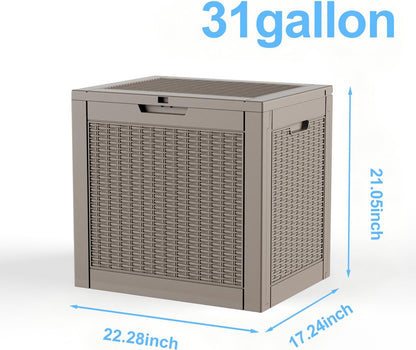 30 Gallon Outdoor Deck Box, Lockable Waterproof Outdoor Storage Boxes For Garden Tools,Indoor Cushions,Accessories Outside Storage Resin Weatherproof Container(Black)