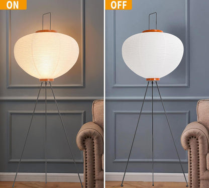 Japanese Rice Paper Floor Lamp，Noguchi Style Paper Floor Lantern Lamps,Akari Japandi Light for Wabi Sabi Decor，47.2“ Handmade Rice Paper Standing Lamps for Living Room,Bedroom, Office