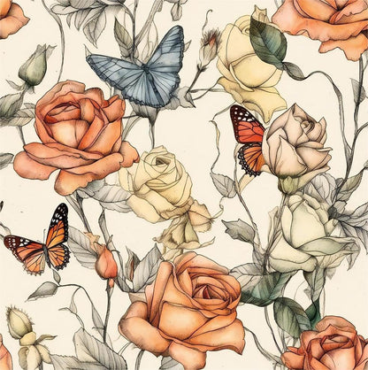 MuralPeel Dark Blue/Yellow Leaf Floral Peel and Stick Wallpaper Vintage Easy Peel Off Self Adhesive Removable Stick on Wall Paper for Kitchen Cabinet Renter Friendly