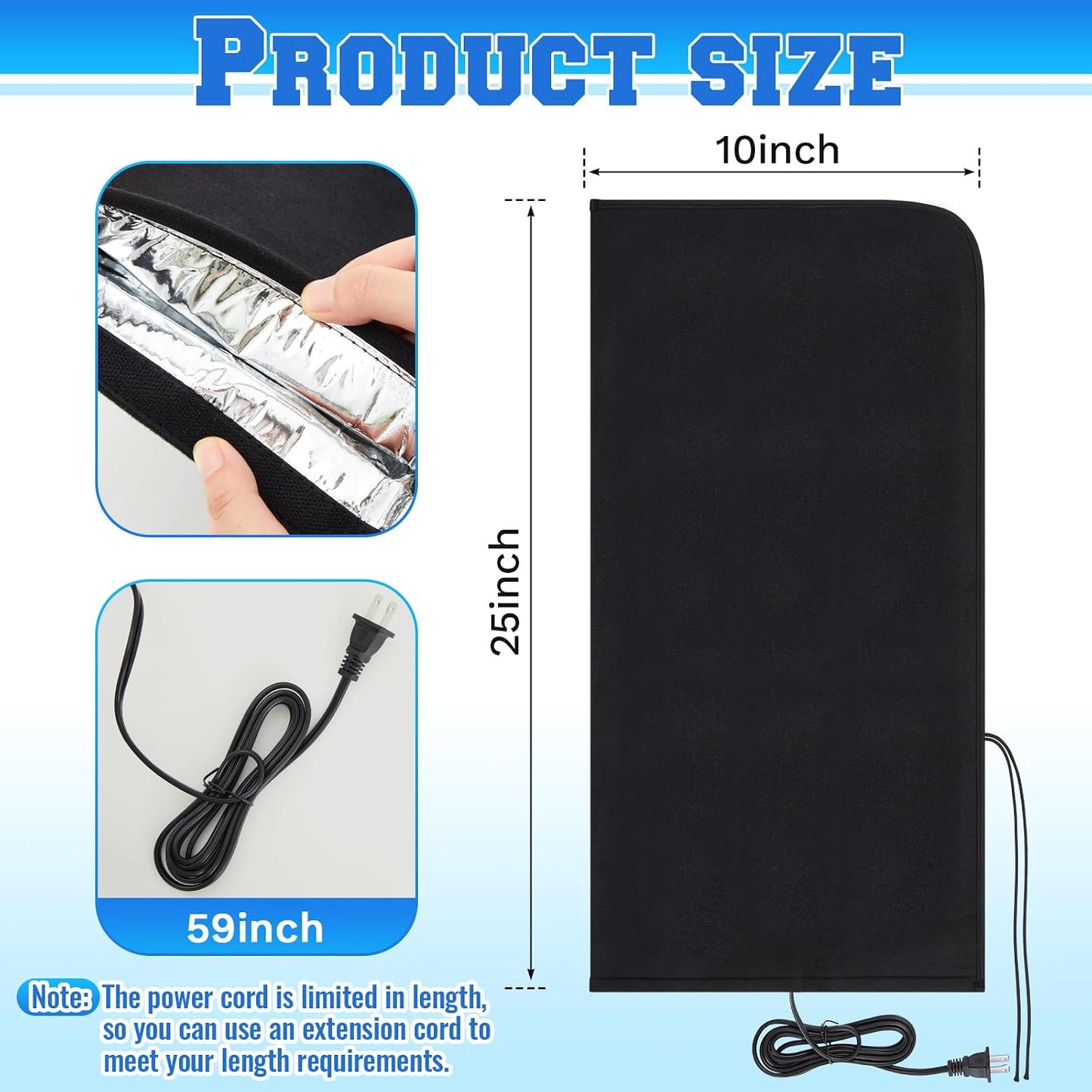 1 Pcs 25.2" L x14 W Electric Heated Outdoor Faucet Cover for Winter Freeze Protection Heating Hose Bib Covers for Winter, Water Pipe Heater for Garden Faucet Insulated Spigot Protector, Black