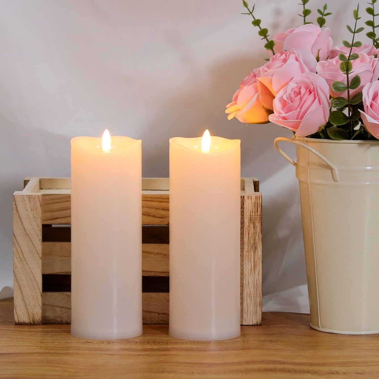 Outdoor Flameless Candles with Remote Timer - Waterproof Realistic Flickering LED Pillar Electric Battery Operated Fake Candle for Holiday Home Wedding Fireplace Decor - Ivory White 3 Pack (4”6”8”)