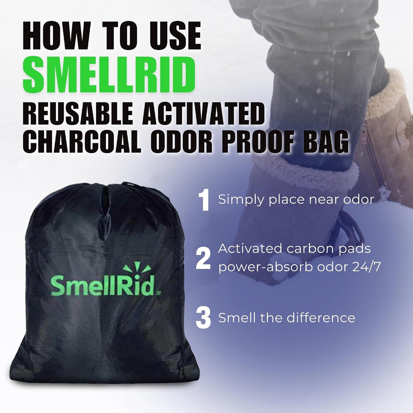 SMELLRID Activated Carbon Odor Eliminator Pouch – Neutralizes Odors in Closets