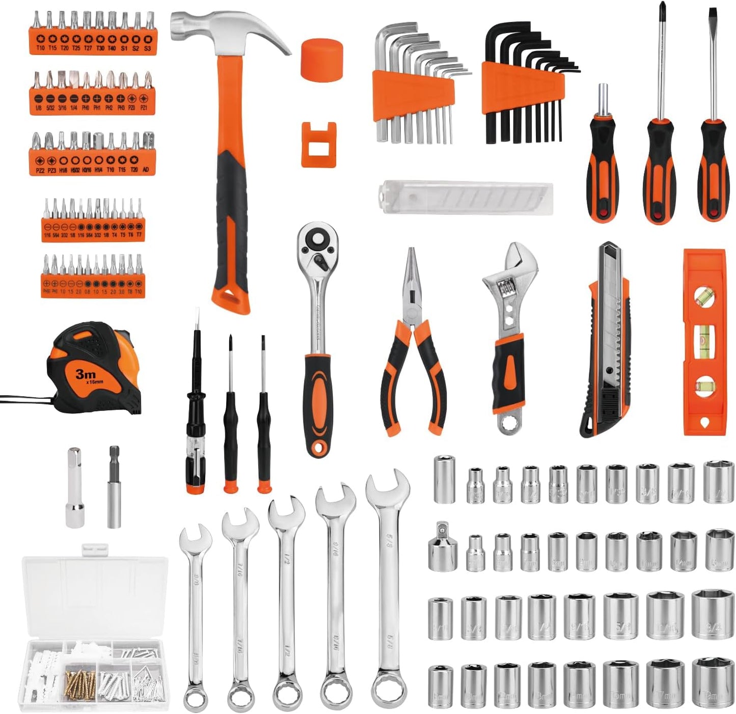 248-Piece Tool Set - General Household Hand Tool Kit with Plastic Toolbox Storage Case for Men, Home Repair, DIY Projects