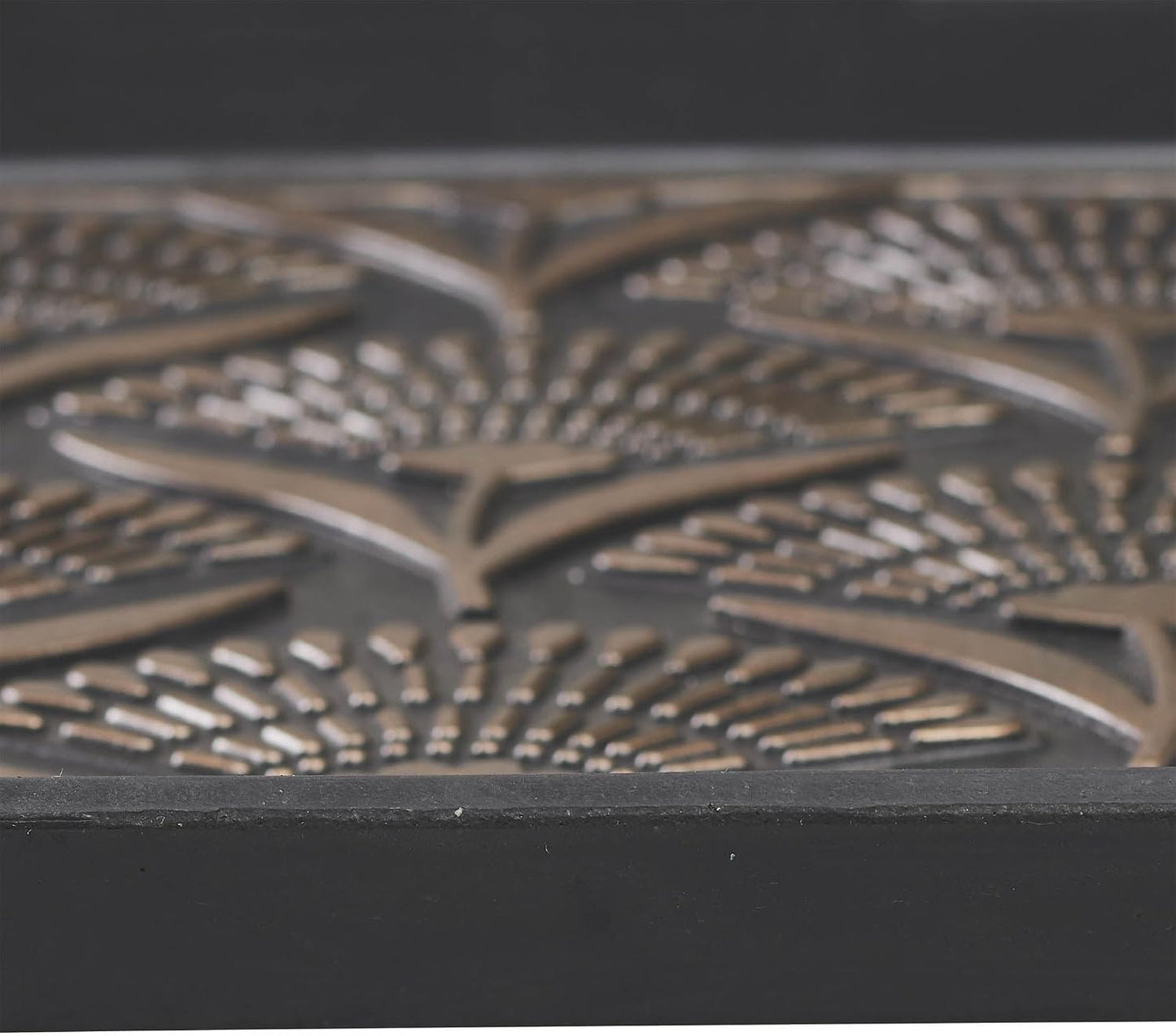 Bronze Floral Rubber Boot Tray, Rectangle, Water Resistant, 15 x 31 Inches, for Outdoor Entryway