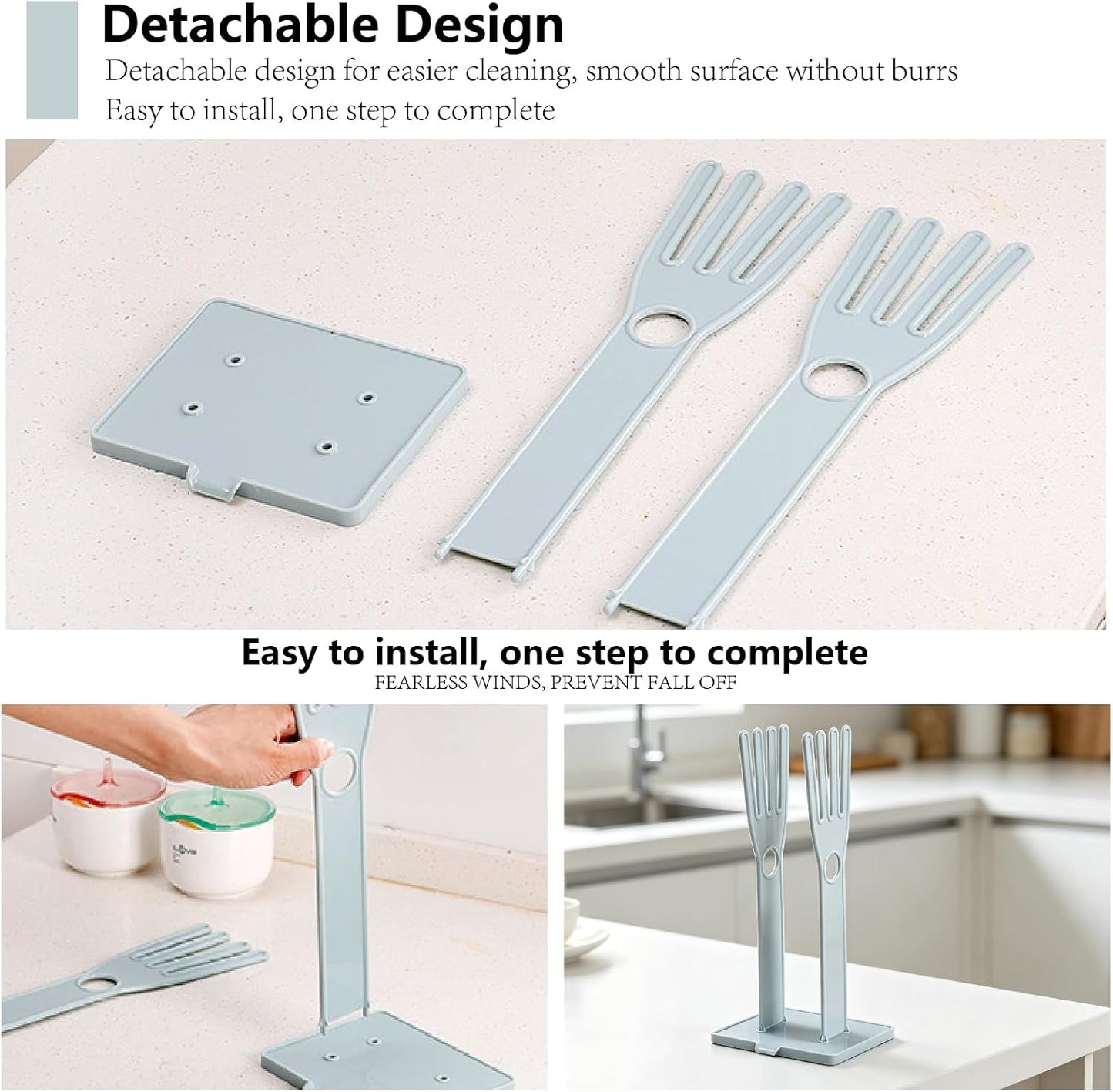 Kitchen Gloves Holder, Reusable Plastic Glove Drying Rack, Rubber Mitten Dryer Dish Glove Holder Stand for Sink, Towel Hanger for Rags Sponge Food Bag Organizer