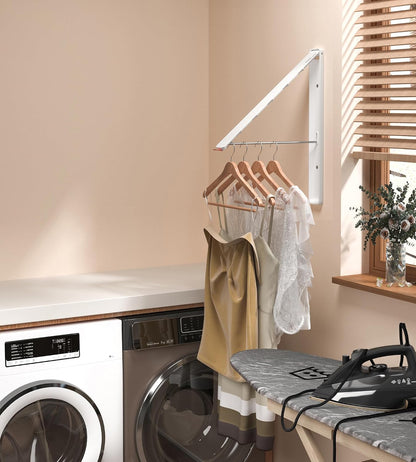 Dr.DJ Clothes Drying Rack Wall Mounted, Retractable & Foldable Clothes Hanger for Laundry Room Organization and Storage, Clothes Hanger Rack for Dorm, Closet, Balcony, Laundry Room(1P, Metal, Black)