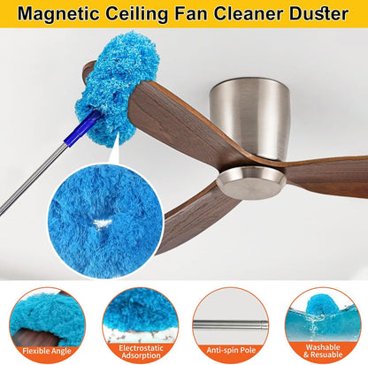 Tiumso Dusters for Cleaning,Microfiber Feather Duster 5-in-1 Kit, Duster with Extension Pole 100 Inches, Cobweb Duster, Microfiber Dusters for High Ceilings and Fans, Blinds and Cars
