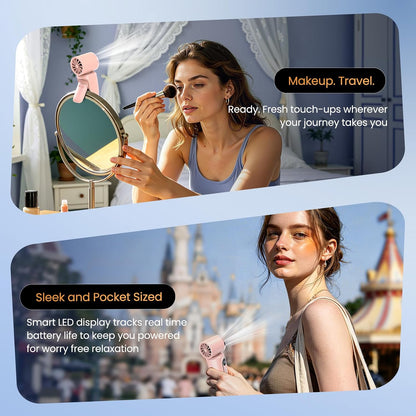 Portable Clip-On Mini Fan 180° Rotating 3000mAh 5-speed | Handheld Mini Fan with LED Display, 14500 RPM Rechargeable Stroller Fan for Travel, Camping, Game day & Office