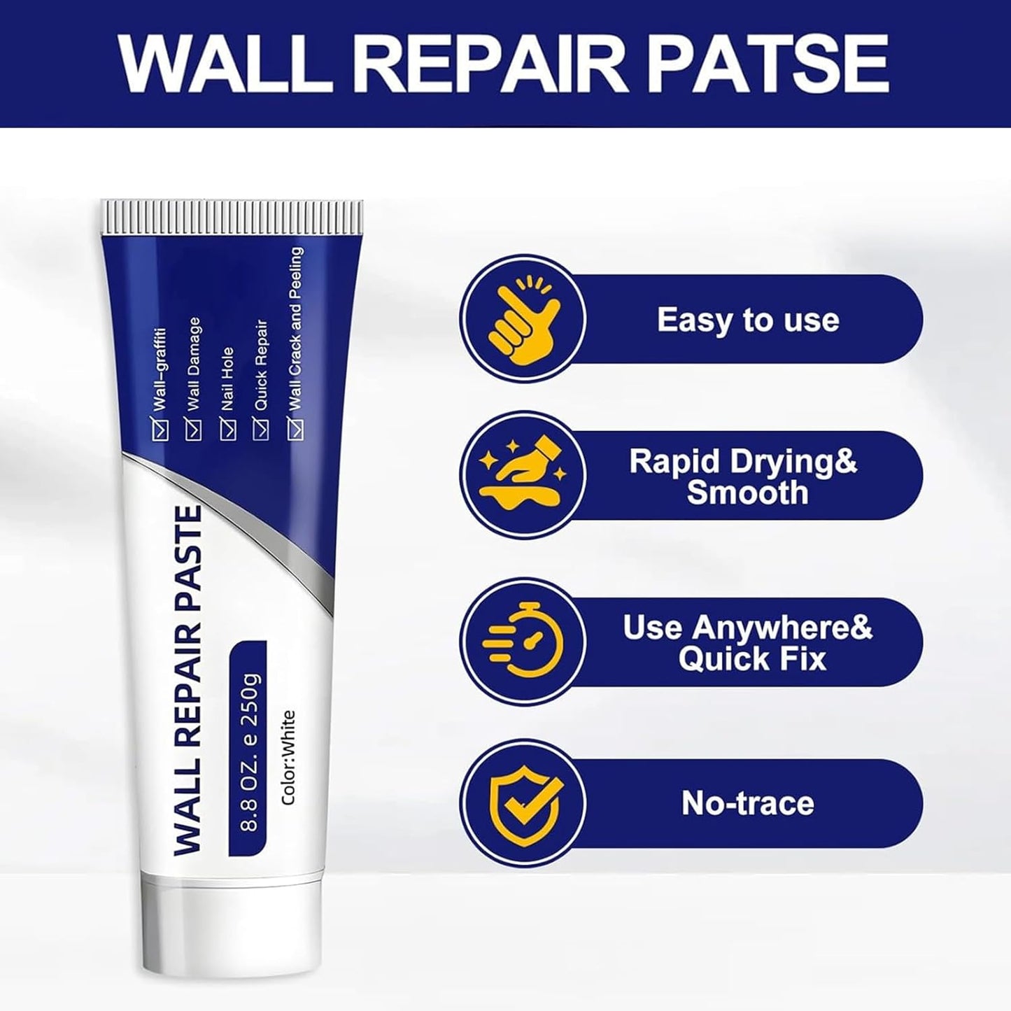 Efficient Drywall Repair Kit with Scraper, 2026 Upgrade Quick Drying Wall Mending Agent for Holes & Cracks, Multi-Functional Drywall Patch Paste Repair Kit for DIY Home Fix