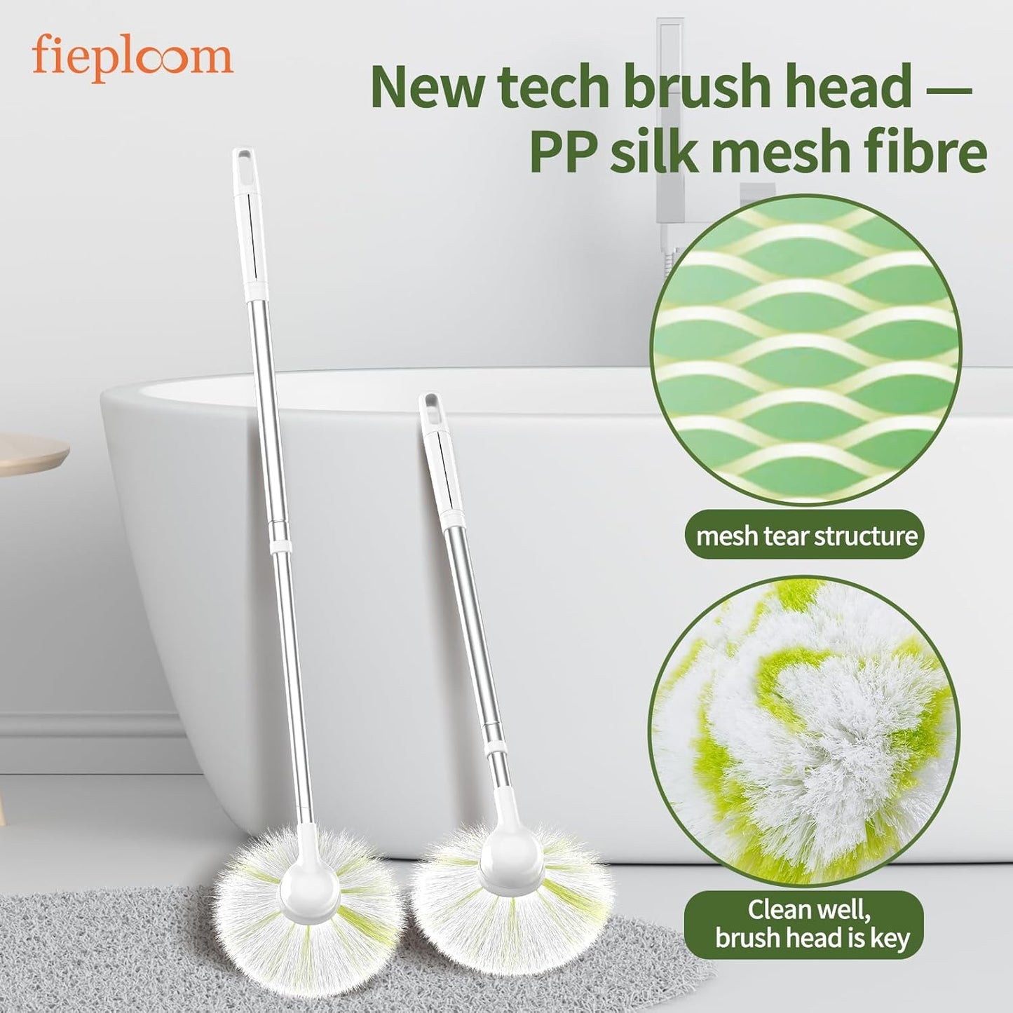 Tub Tile Scrubber Brush with 28" Extendable Pole, 1 Pc Non-Scratch Soft Tub Brush Mop, Bathroom Brush with Long Handle for Bathtub Shower Sink Basin Tile Wall