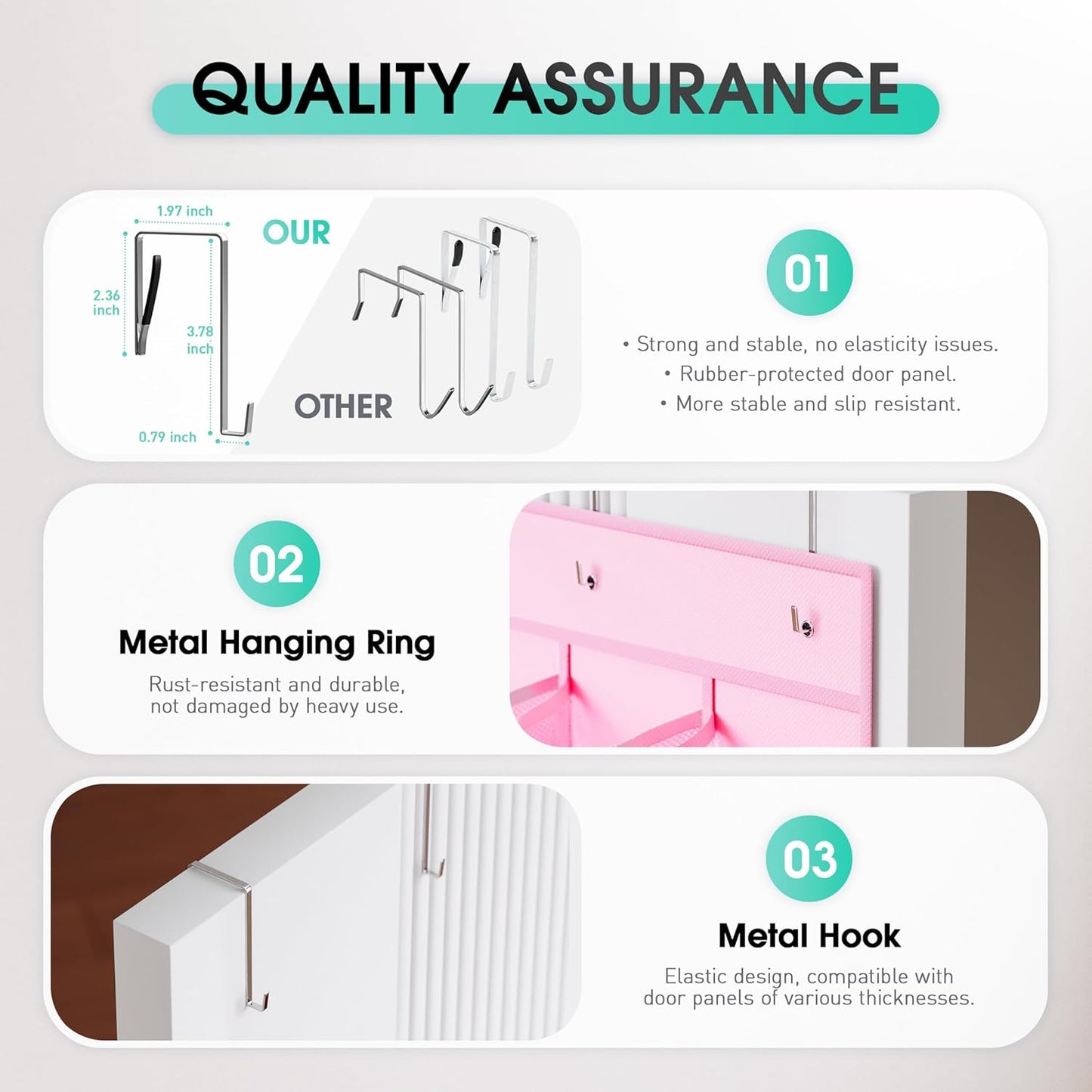 WVM Over the Door Shoe Organizer with 35 Breathable Mesh Pockets, Hanging Shoe Organizer for Door with 4 Metal Hooks, Large Capacity Closet Storage for Shoes, Accessories, Grey