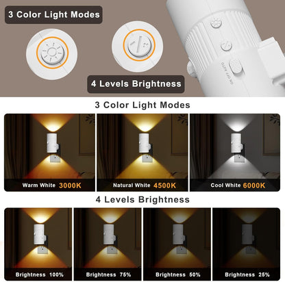 easuntec Motion Sensor Night Light, Night Lights Plug into Wall, Motion Sensor & Dusk to Dawn Sensor, 3 Light Modes, Dimmable Night Light for Bedroom Bathroom Hallway Stair (Black, 2 Pack)