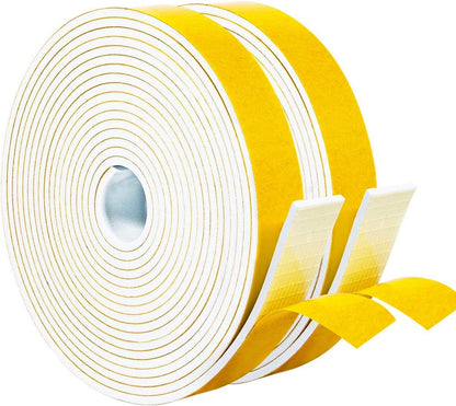 Yotache Weather Stripping Door Seal Strip White 3/8" x1/8", 50Ft Total, Foam Insulation Tape Gasket for Door Frame and Windows, 3 Rolls x 16.5Ft