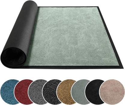 Mibao Front Door Mat, Dirt Trapper Welcome Mat for Outdoor Indoor, Non-Slip Waterproof Doormat, Durable Machine Washable Low Profile Entry Rug for Back Door Outside Patio Porch, 29.5" x 17", Grey