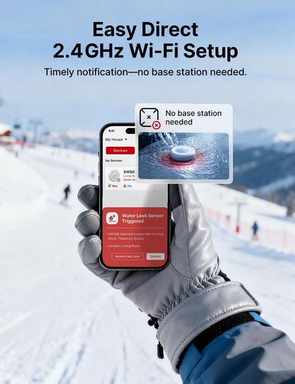 X-Sense Wi-Fi Water Leak Detector for Home - Smart 2-in-1 Leak & Low-Temperature Sensor with App Alerts, Protection for Homes, Kitchens & Basements, Model SWS0B, 1 Pack