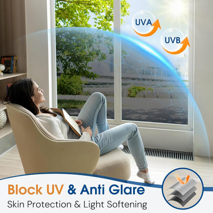 Homein Frosted Glass Window Privacy Film with Tools UV Blocking Privacy Film for Glass Windows, Static Cling No Glue Removable Reusable Anti Glare for Home Day and Night, Pure 17.5" x 78.7"