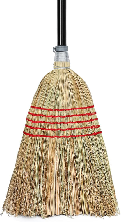 Corn Broom Outdoor, Household Indoor and Outdoor Broom Suitable for Sweeping Gravel, Fallen Leaves and Sand on Yard, Garage, Lawn, Stone Path and Concrete Floor